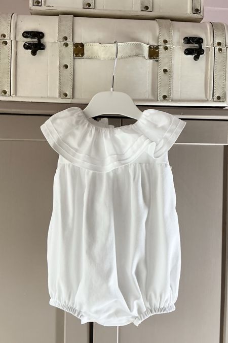 Little Star baby girls big collar bubble romper SG230 White