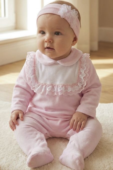 Little Star baby girls babygrow SG235VEL Pink