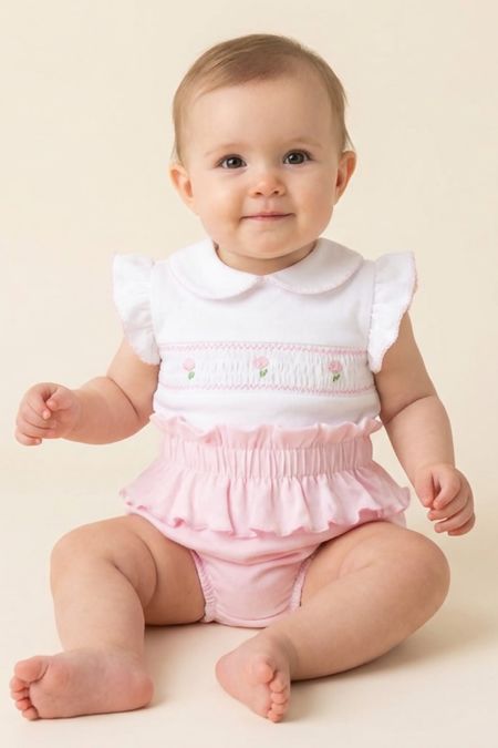 Little Star baby girls smock top and jam pant SG241 Pink