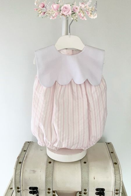 Little Star baby girls scallop collar romper SG242 Pink