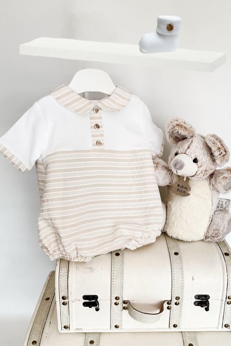 Little Star baby boys collared romper SG243 Beige