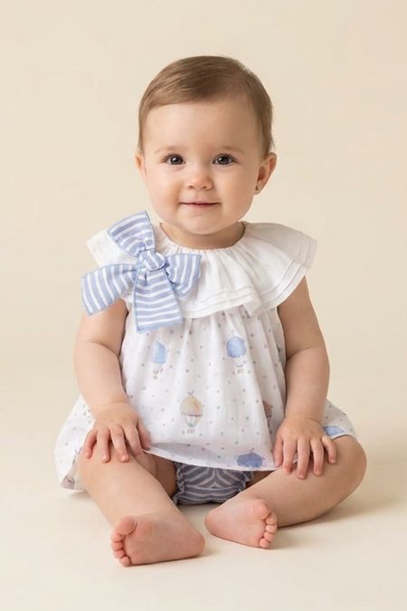 Little Star balloon print dress and panty SG250 BLUE