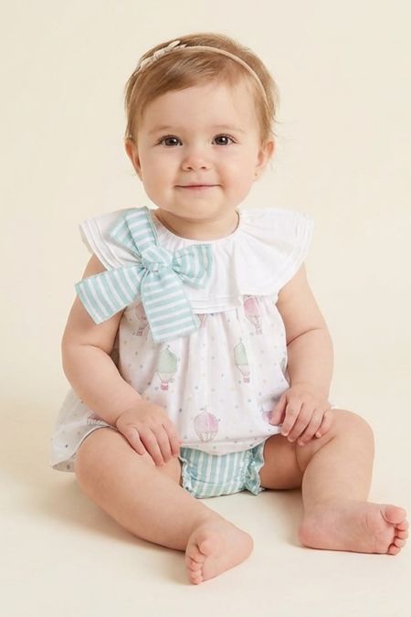 Little Star balloon print dress and panty SG250 GREEN