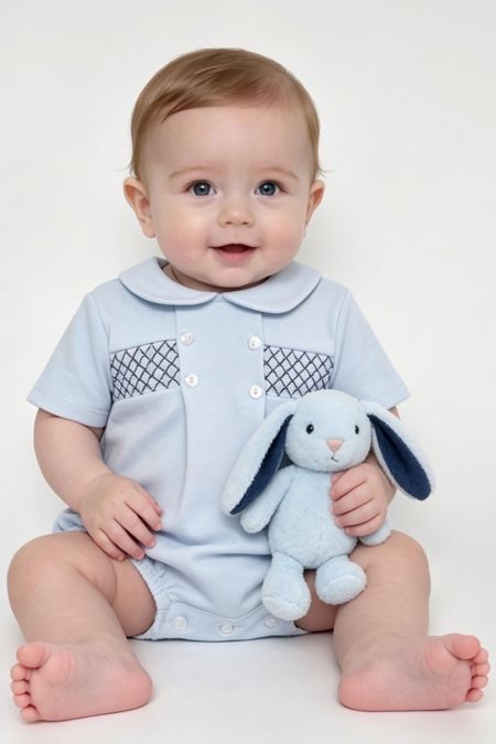Little Star baby boys smocked romper SG260 BL-NY