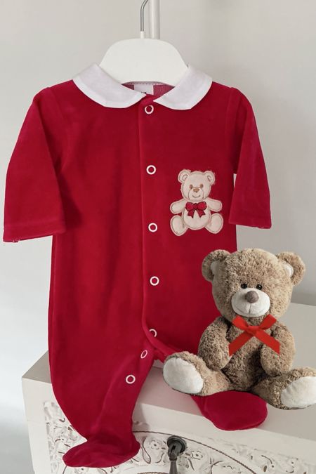 Little Star babygrow with embroidered TEDDY SG263VEL RED