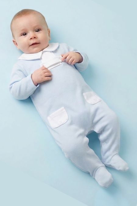 Little Star baby boys button baby grow SG267COT Blue