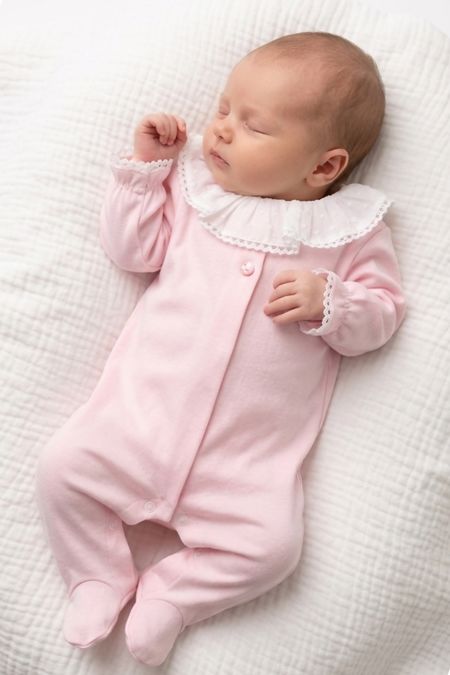 Little Star baby girls babygrow frill collar SG269COT PINK
