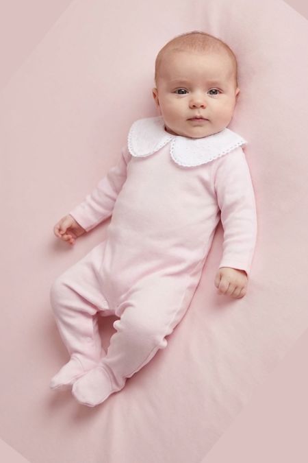 Little Star baby girls broderie collar SG277COT PINK