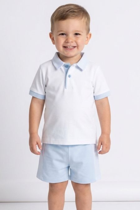Little Star boys striped T shirt and short set SG281 Blue