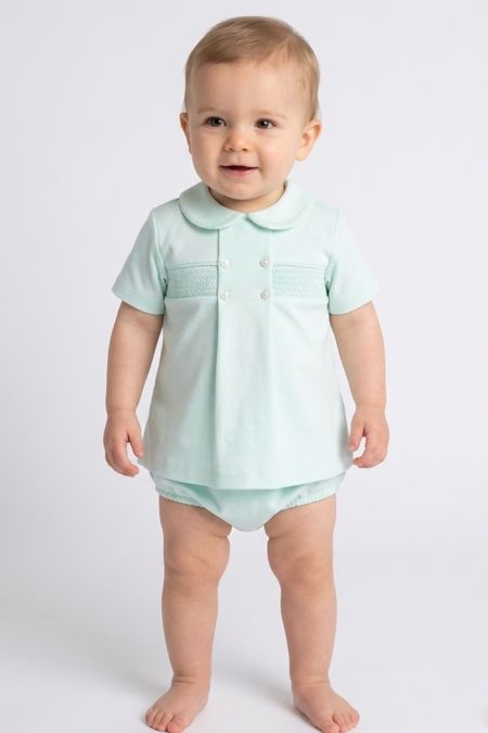 Little Star baby boys smocked top and jam pant SG285 MINT