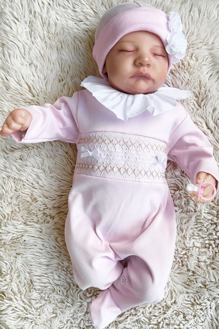 Little Star girls babygrow with frill collar SG66 Strong Pink