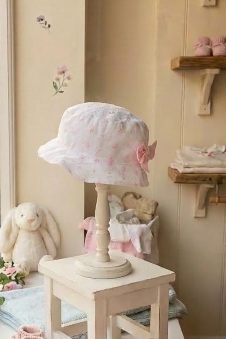 Little Star baby girls broderie anglaise sun hat SG672 WH-PK