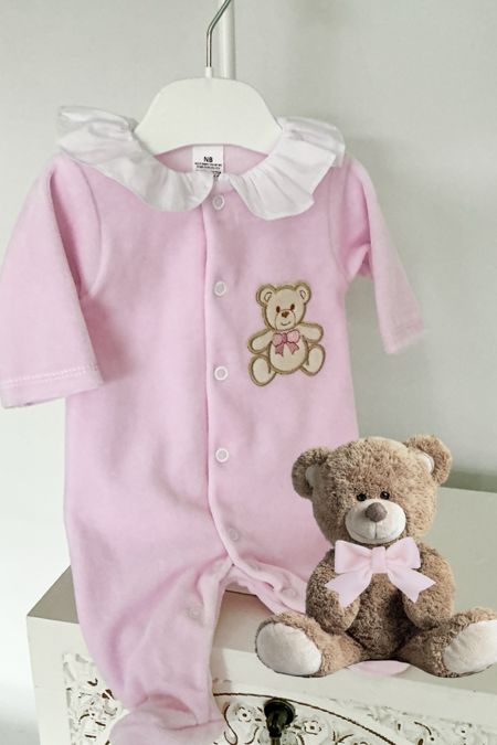 Little Star babygrow with embroidered TEDDY SG263VEL PINK