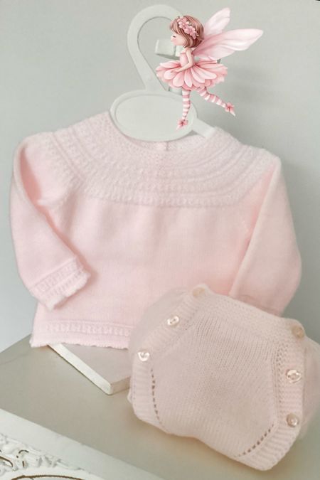 Little Star  baby girls knitted jumper & jam pant G449 VB Pink
