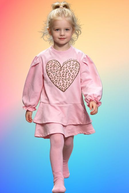 Agatha Ruiz de la Prada girls pink dress with leopard heart PINK
