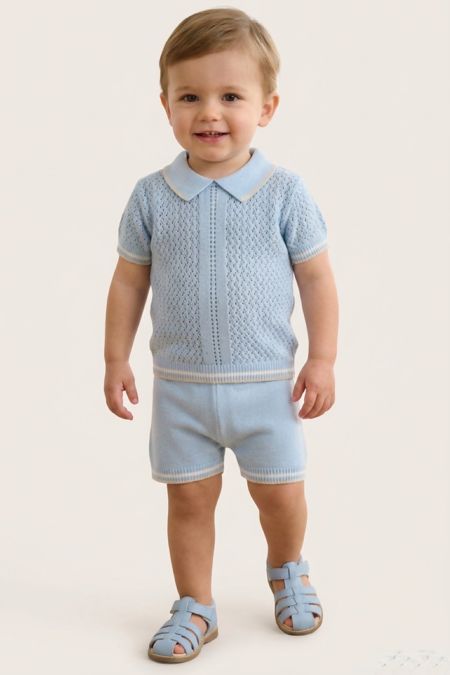 Little Star boys textured knit set C1126 BLUE