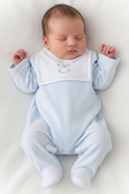 Blues Baby boys rocking horse babygrow BB2062-25 blue