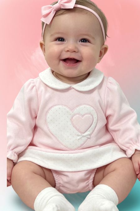 Deolinda baby girl velour dress and bloomers  PINK
