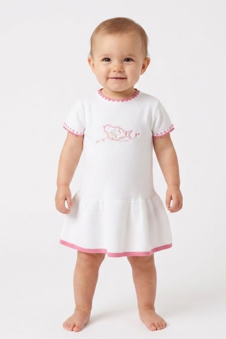Dr Kid Girls Knitted Dress & Knicks DK171-18 WH/PK