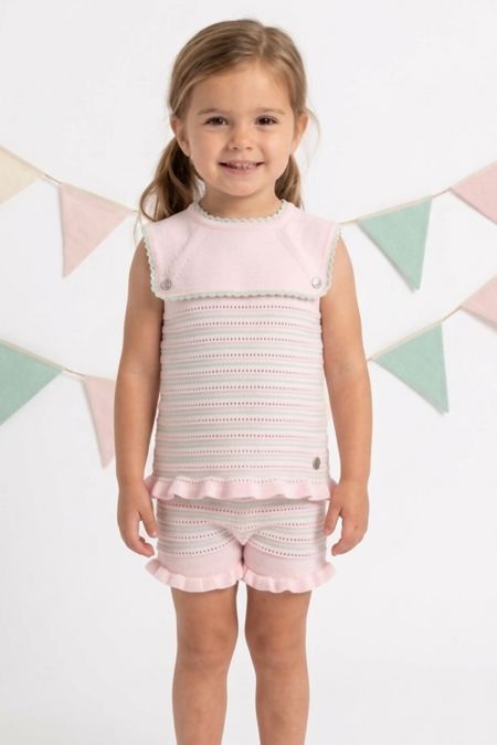 Granlei girls stripe top and shorts 126-551-4F PK-MINT