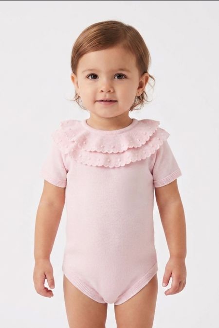 Little Star double collar knit romper P1127 pink