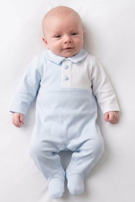 Deolinda baby boys babygrow with three buttons DBI26118 BLUE