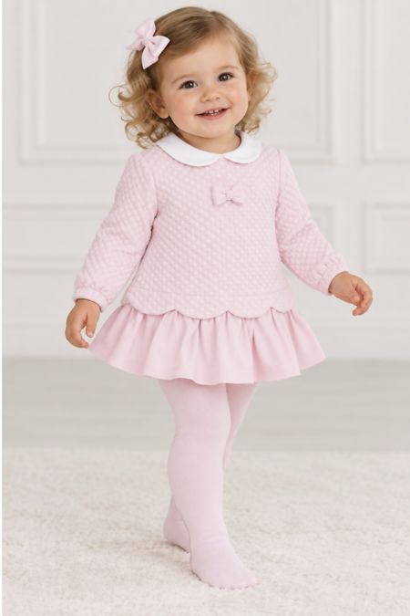 Tutto Piccolo girls quilted dress and tights 2285W26 PINK