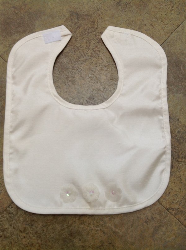 Faux Silk Bib with Terrycloth Lining and Flower Appliques 1