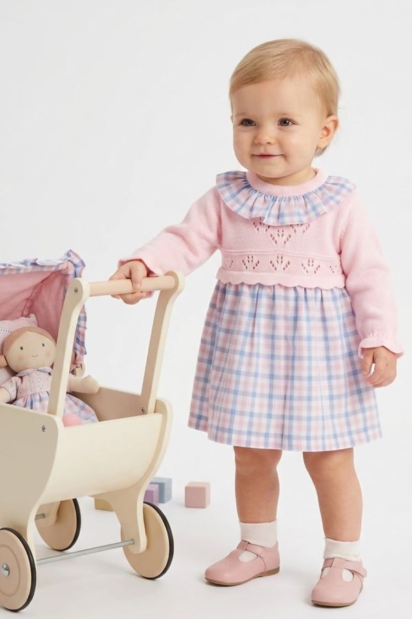 Sardon-pink-knitted-dress-with-checked-pattern-skirt-and-collar.jpg